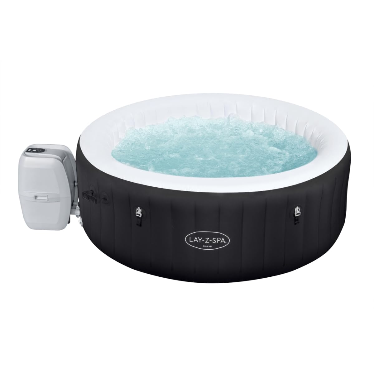 Lay-Z-Spa Miami Hot Tub, 120 AirJet Massage System Inflatable Spa with Freeze Shield Technology, 2-4 Person