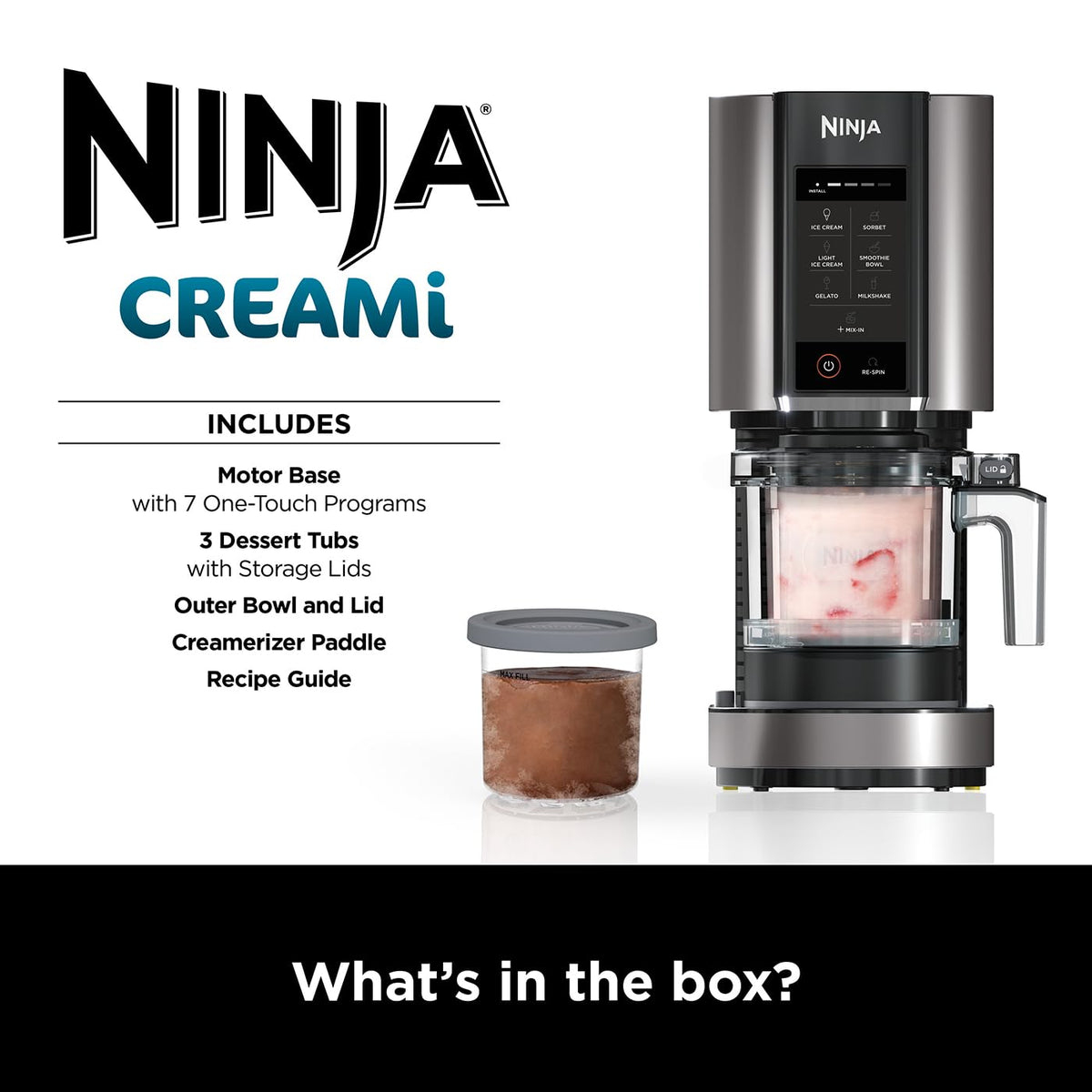 Ninja CREAMi Ice Cream Maker & Frozen Dessert Maker with 3 Tubs, 7 Programs, Makes Ice Cream, Gelato, Sorbet