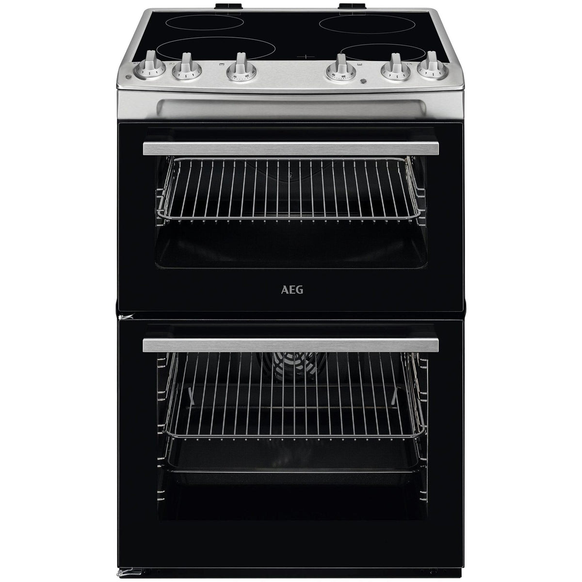 AEG 5000 Series SurroundCook Double Cavity Electric Cooker with Ceramic Hob, CCX6501ACM, Capacity 77/39L
