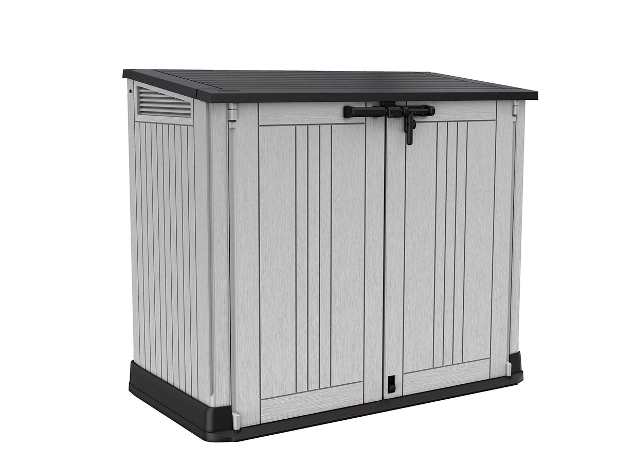Keter Store It Out Nova Outdoor Garden Furniture Storage Shed Light Grey with Dark Grey Lid | Fade Free | All Weather Resistant
