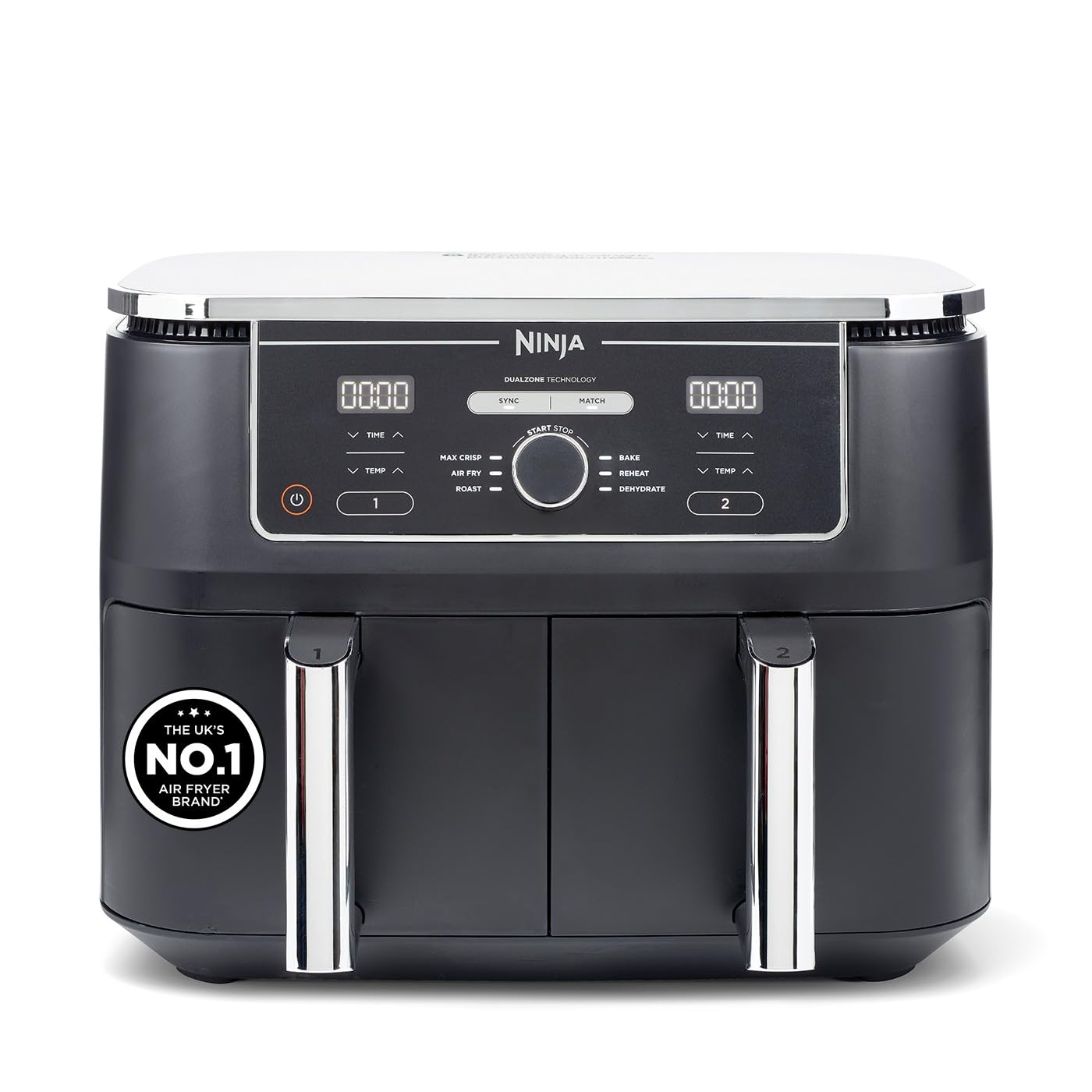 Ninja Foodi MAX Dual Zone Digital Air Fryer, 2 Drawers, 9.5L, 6-in-1, Uses No Oil, Max Crisp, Roast, Bake, Reheat, Dehydrate