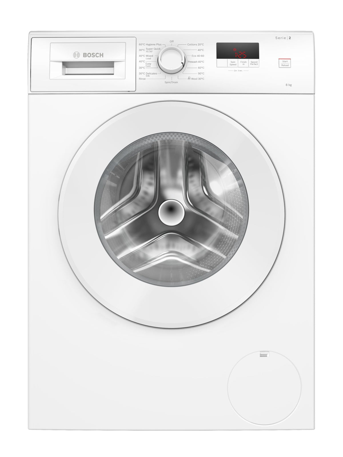 Bosch WGE03408GB Series 2, Free-Standing Washing Machine Front Loader, A Rated, 8 kg, 1400 rpm, Extremely Quick 15/30 Wash