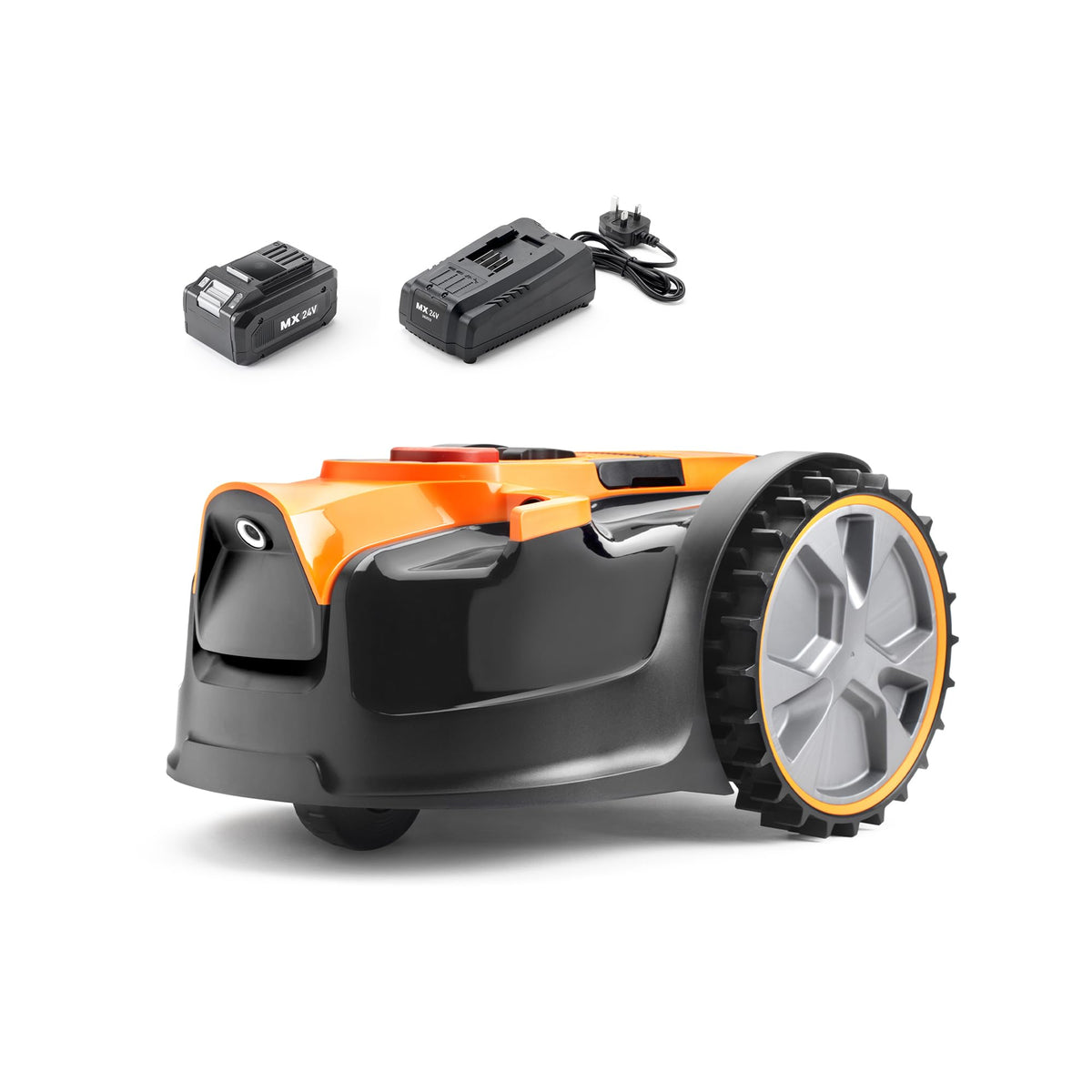 LawnMaster OcuMow® 16 Drop and Mow Robot Lawnmower with MX 24V 4.0Ah lithium battery and fast charger. No Boundary Wire
