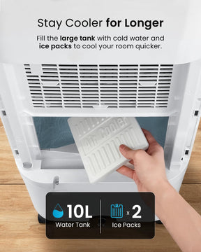 Pro Breeze 4-in-1 Air Cooler with 10 Litre Capacity, Remote Control, 3 Fan Speeds & LED Display. Powerful Evaporative Air Cooler
