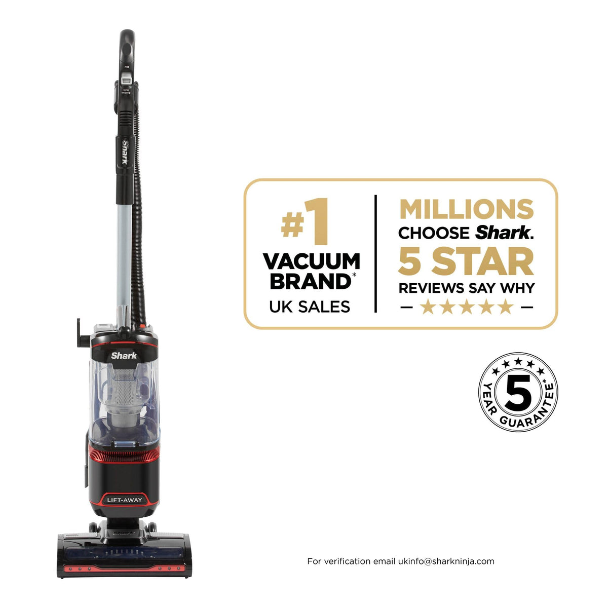 Shark Corded Upright Vacuum Cleaner 1.1L with Lift-Away Technology, Pet Model, LED Headlights, Anti-Allergen, 8m Cord, 750W, Pet