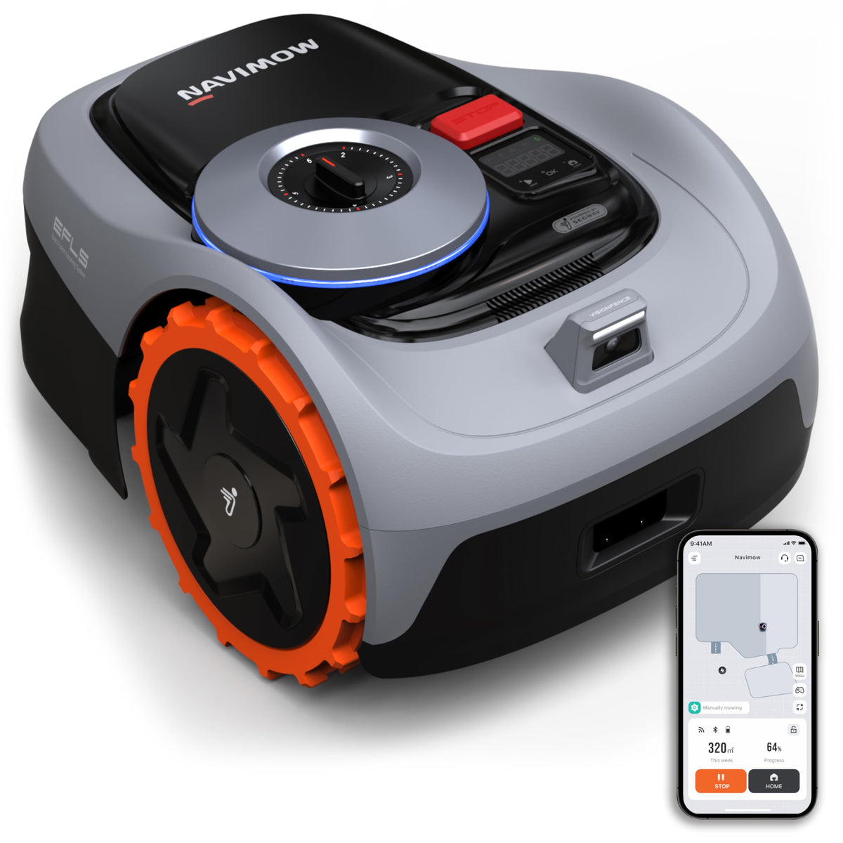 Segway Navimow i105E Robotic Lawn mower without Boundary, Rec. 500 m², Max. 600 m², EFLS 2.0 RTK + Vision Robot Lawnmower