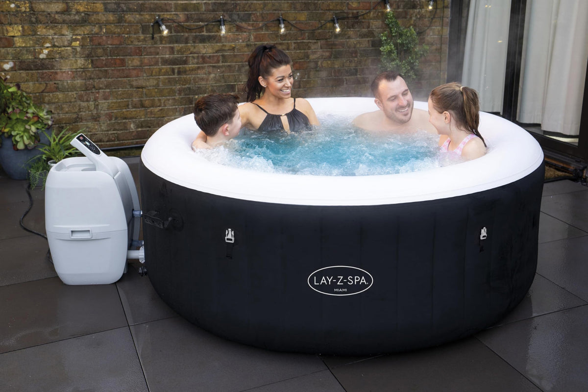 Lay-Z-Spa Miami Hot Tub, 120 AirJet Massage System Inflatable Spa with Freeze Shield Technology, 2-4 Person